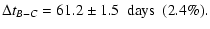 $\displaystyle \Delta t_{B-C} = 61.2 \pm 1.5 ~\ \hbox{days} ~\ (2.4\%).$