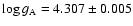 $\log
g_{\rm A} = 4.307 \pm 0.005$