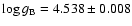 $\log g_{\rm B} = 4.538 \pm
0.008$