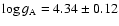 $\log g_{\rm
A}= 4.34 \pm 0.12$