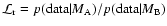 ${\cal L}_{\rm r}=p( {\rm data} \vert {M}_{\rm A} ) / p(
{\rm data} \vert {M}_{\rm B})$