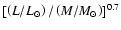$[\left( L/L_{\odot} \right) /
\left(M/M_{\odot} \right)]^{0.7}$