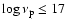 $\log \nu_{\rm p} \leq 17$