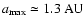 $a_{\rm max} \simeq 1.3~\textnormal{AU}$