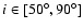 $i \in [50^{\circ }, 90^{\circ }]$