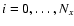 $i = 0, \ldots, N_{x}$