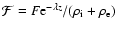 ${\cal F}=F{\rm e}^{-\lambda z}/(\rho_{\rm i}+\rho_{\rm e})$