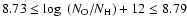 $8.73 \le \log~(N_{\rm O}/N_{\rm H}) +12 \le 8.79$