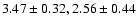 $3.47\pm0.32, 2.56\pm0.44$