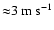 ${\approx}3~{\rm m~s}^{-1}$