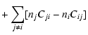 $\displaystyle + \sum_{j \neq i} [ n_j C_{ji} - n_i C_{ij} ]$