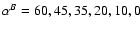$\alpha^B=60, 45, 35, 20, 10, 0$