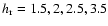 $h_{\rm r}=1.5, 2, 2.5, 3.5$