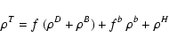 \begin{displaymath}
\rho^T=f \ ( \rho^D + \rho^B) + f^b \ \rho^b + \rho^H
\end{displaymath}