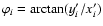 $\varphi_i = \arctan(y'_i/x'_i)$