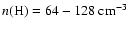 $n(\mbox{H}) = 64-128 \ensuremath{~ \ensuremath{{\rm cm^{-3}}}} $