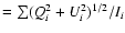 $=\sum (Q_i^2 + U_i^2)^{1/2}/I_i$