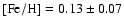 $\rm [Fe/H]=0.13\pm 0.07$