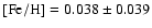 $\rm [Fe/H]=0.038\pm 0.039$