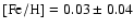 $\rm [Fe/H]=0.03\pm 0.04$