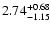 $\rm 2.74_{-1.15} ^{+0.68}$