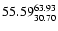 $\rm 55.59^{63.93}_{30.70}$