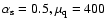$\alpha_{\rm s}=0.5, \mu_{\rm q}=400$