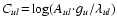 $C_{ul}\!=\!\log(A_{ul}\!\cdot\!g_u/\lambda_{ul})$