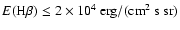 $E({\rm H}\beta)\le2\times10^4~{\rm erg}/({\rm cm}^2~{\rm s}~{\rm sr})$
