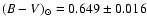 $(B-V)_\odot=0.649\pm0.016$