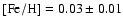 ${\rm [Fe/H]}=0.03\pm 0.01$