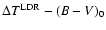 $\Delta T^{\rm LDR}-(B-V)_0$