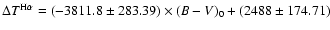 $\Delta T^{\rm H\alpha}=(-3811.8\pm283.39)\times (B-V)_0+(2488\pm174.71)$