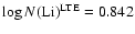 $\log{N({\rm Li})}^{\rm LTE}=0.842$