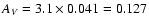 $A_{ V} =3.1 \times0.041=0.127$