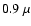 $0.9~\mu$