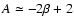 $A\simeq -2\beta+2$