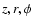 $z,r,\phi$
