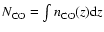 $N_{\rm {CO}} = \int
n_{\rm {CO}}(z) {\rm d}z$