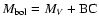 $M_{\rm bol} = M_{V} + {\rm BC}$