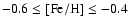 $-0.6 \leq {[\rm Fe/H]}
\leq -0.4$