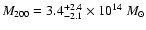 $M_{200}=3.4^{+2.4}_{-2.1}\times10^{14}~M_\odot$