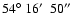 $54^\circ\ 16\hbox{$^\prime$ }\ 50\hbox{$^{\prime\prime}$ }$