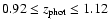 $0.92\leq z_{\rm phot}\leq 1.12$