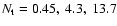 $N_{\rm t}=0.45, \ 4.3, \ 13.7$