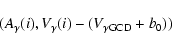 \begin{displaymath}(A_{\gamma}(i), V_{\gamma}(i)-(V_{\gamma {\rm GCD}}+b_{{\rm0}}) )\end{displaymath}