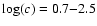 $\log(c) = 0.7 {-} 2.5$