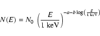 \begin{displaymath}N(E) = N_0 ~ \left( \frac{E}{1~\rm keV} \right)^{-a-b\log \left(\frac{E}{1~\rm keV}\right)}
\end{displaymath}