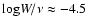 $ {\rm log} W/\nu \approx -4.5$