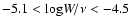 $ -5.1 < {\rm log} W/\nu < -4.5$